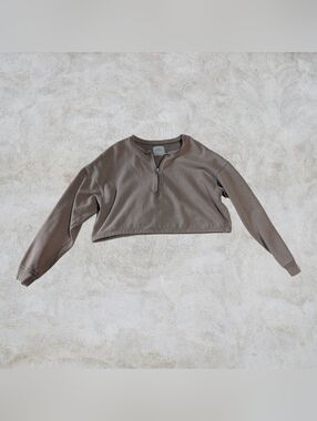 Cropped Half-Zip Sweatshirt